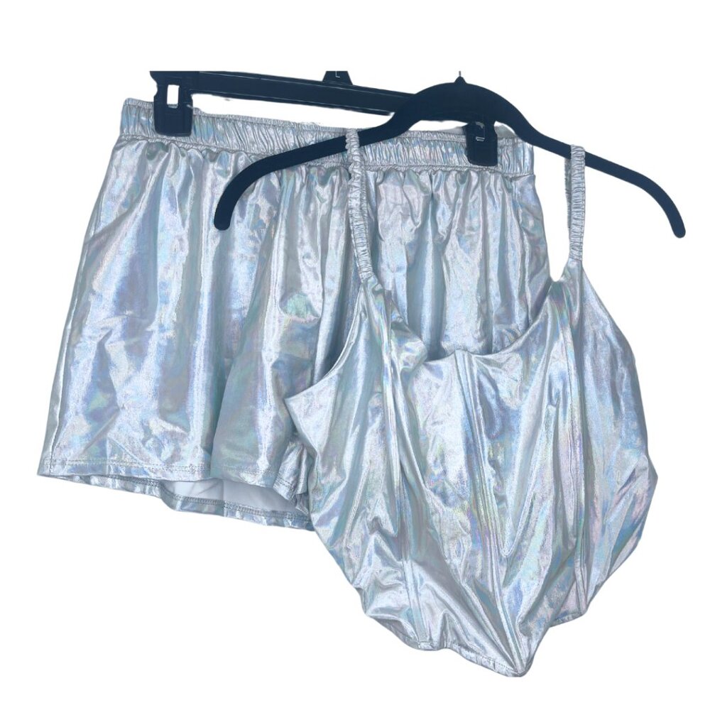Holographic Short Set - Silver
